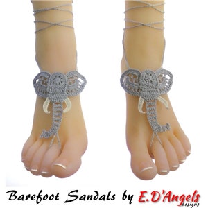 Barefoot sandals, crochet pattern, barefoot sandals wedding, bridesmaid gift, barefoot shoes, Elephant Sandals sandals, crochet image 3