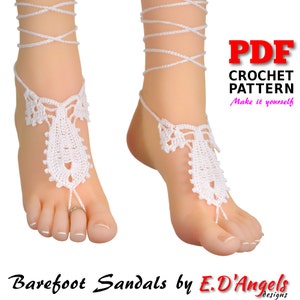 Crochet Pattern, Barefoot Sandals Pattern, Barefoot Pattern, Barefoot Beach Pattern, Barefoot Bride Pattern|, Barefoot Pattern  LEAF & SHELL