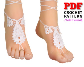 Crochet Pattern, Barefoot Sandals Pattern, Barefoot Pattern, Barefoot Beach Pattern, Barefoot Bride Pattern|, Barefoot Pattern  LEAF & SHELL