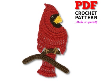 Crochet pattern | Crochet CARDINAL | Applique pattern | Crochet Embellishment | PDF instant Download