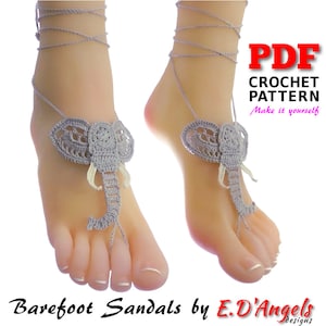 Barefoot sandals, crochet pattern, barefoot sandals wedding, bridesmaid gift, barefoot shoes, Elephant Sandals sandals, crochet image 1