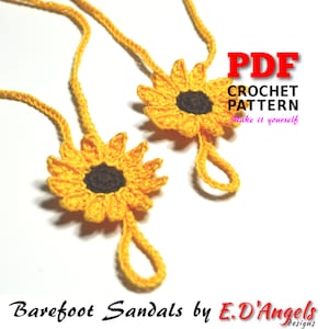 Sunflower Crochet Baby Barefoot Sandals Pattern (PDF)
