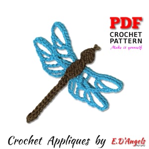 Crochet Pattern Applique, DRAGONFLY