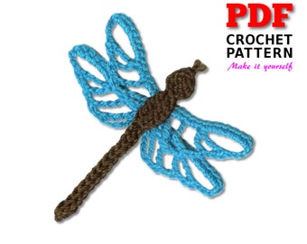 Crochet Pattern Applique, DRAGONFLY