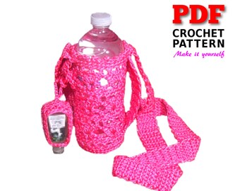 Crochet Water Bottle Holder Pattern: Drink Tote Bag (PDF Pattern)