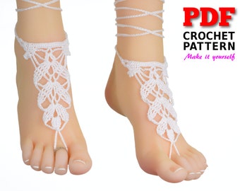 Crochet Pattern, Barefoot Sandals Pattern, Barefoot Pattern, Barefoot Beach Pattern, Barefoot Bride Pattern|, Barefoot Pattern LEAVES
