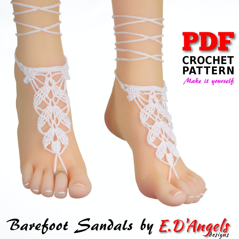 40 Gorgeous Patterns for Barefoot Sandals to Dress Your Feet 5 Crochet Barefoot Sandals Pattern: Leaves Design