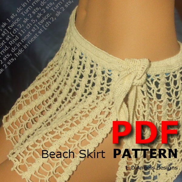 Jupe de plage à motif au crochet | Couverture de motif au crochet | Jupe portefeuille en crochet