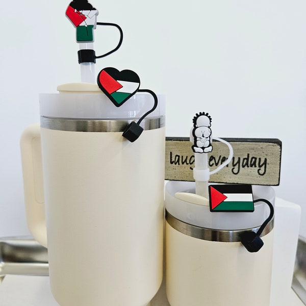 Palestine & Handala Straw Covers Topper Pack of 4 - Straw Decoration