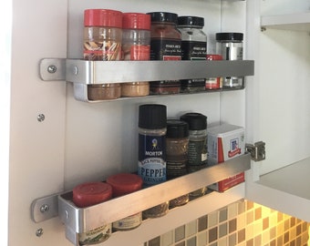 Brushed Aluminum Spice Rack (Storage Shelf) with secure storage.