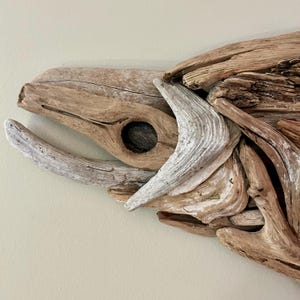 Handcrafted Driftwood Salmon Wall Art: Pacific Northwest Decor (36x13&quot;)