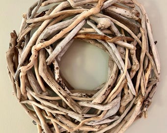 Small Driftwood Wreath.  17” Diameter.  A handcrafted bit of the Pacific NW.  Shipped ready to hang.