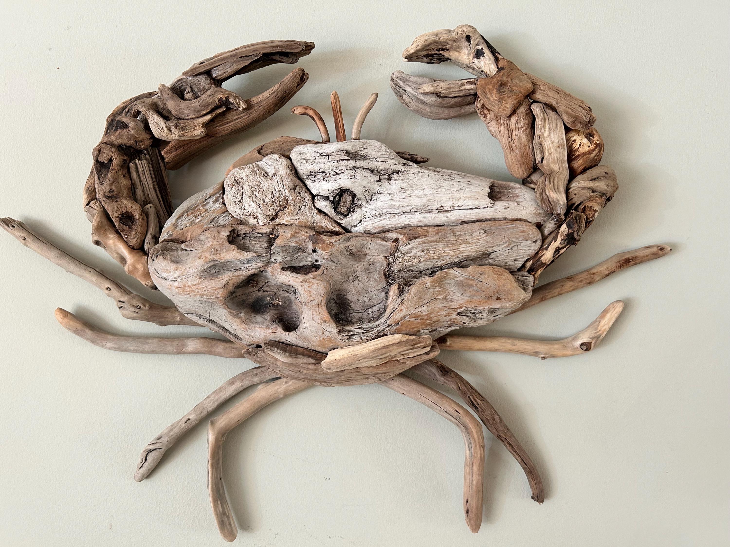 Handcrafted Driftwood Crab Wall Art: Pacific NW Coastal Decor