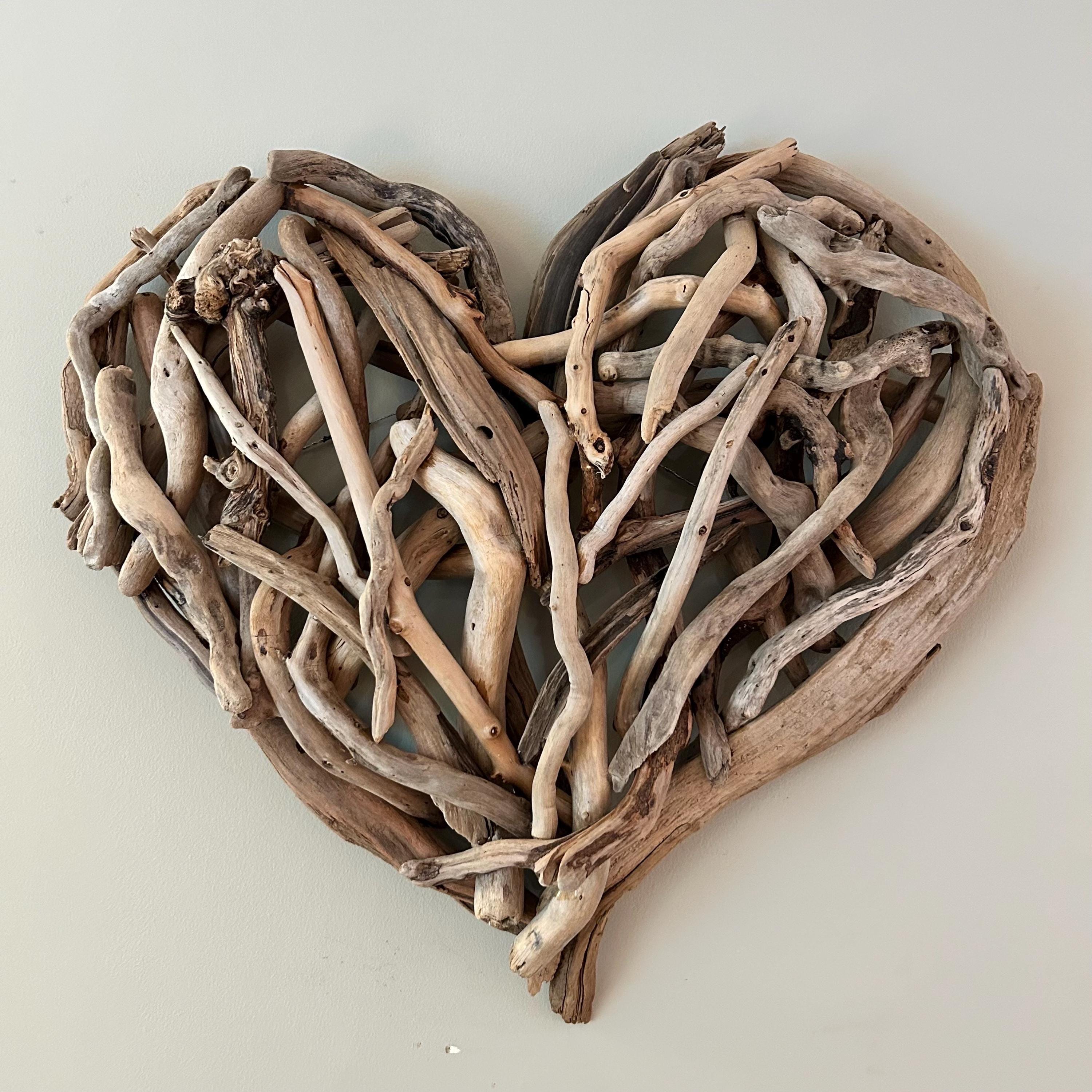Large Handcrafted Driftwood Heart Wall Art: Pacific Northwest