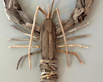 Driftwood Lobster Wall Art, Coastal Decor