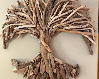 Handcrafted Driftwood "Tree of Life" Wall Art: Coastal Decor (32 inch diameter)
