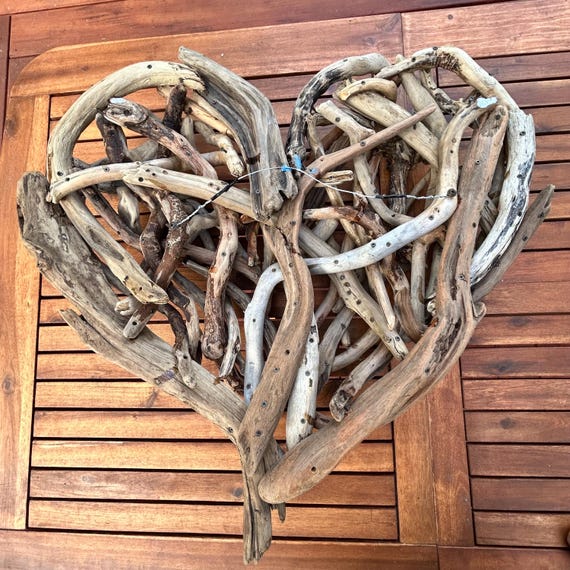 Large Handcrafted Driftwood Heart Wall Art: Pacific Northwest