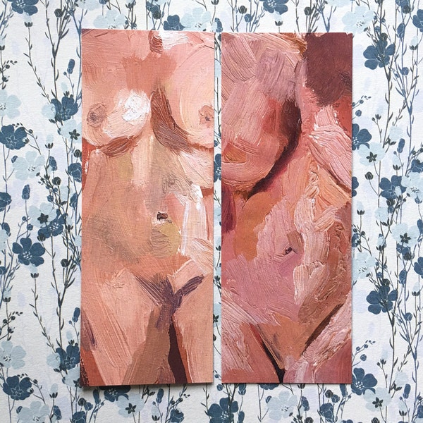 Two Bodies, Double Sided Bookmark, Oil Painting Figure Art