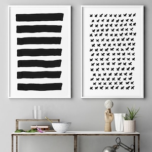 Abstract Art, Minimalist Wall Art, Abstract Painting, Large Abstract Art, Large Wall Art, Set Of 2 Prints, Abstract Black White Wall Art