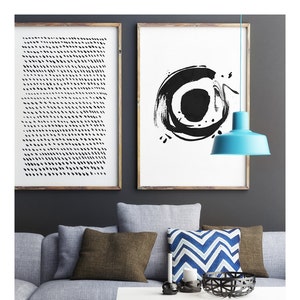 Arte de parede em preto e branco, arte de parede de sala de estar, arte minimalista, arte de parede moderna, arte de parede grande, Enso, arte abstrata grande, conjunto de 2 impressões