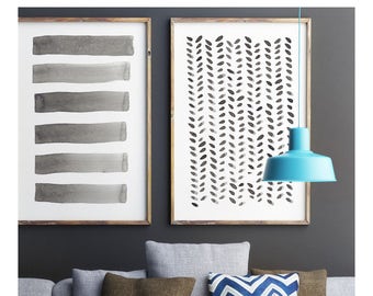 Arte abstracto, impresión de arte moderno, arte abstracto de la pared, set de impresión, conjunto de 2, conjunto de pintura abstracta, gran arte abstracto, arte minimalista, arte