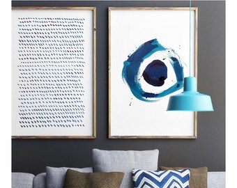 Japandi Abstract Art Navy Blue Wall Art, Modern Art, Large Abstract Art, Abstract Wall Art, Enso, Print Set, Large Wall Art, Oversized Print