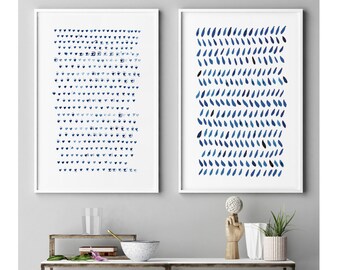 Heart Wall Art, Blue Heart, Abstract Art, Large Abstract Art, Abstract Wall Art, Minimalist Large Wall Art, Set of 2, Blue Abstract Painting