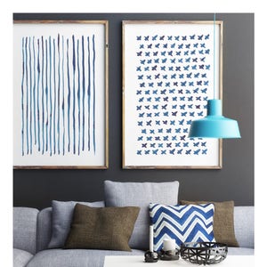Bedroom Wall Art Set, Navy Blue Wall Art, Abstract Painting, Large Wall Art, Large Abstract Art Set, Minimalist Wall Art, Modern Wall Art