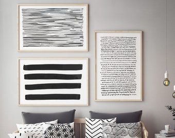 Set of 3 Minimalist Art Prints, Gallery Wall Set, Oversized Wall Art ...