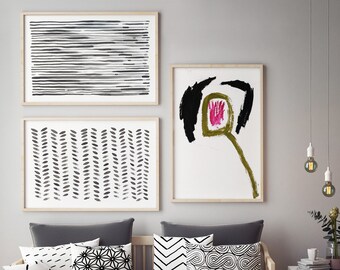 Set van 3 wall art grote kunst aan de muur moderne abstracte kunst Japandi, verklaring grote abstracte schilderij, grote abstracte kunst, minimalistische kunst aan de muur