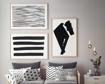 Minimalist Wall Art, Abstract Print Set, Abstract Art, Black And White Wall Art, Large Abstract Art,  Extra Large Prints, Abstract Artwork