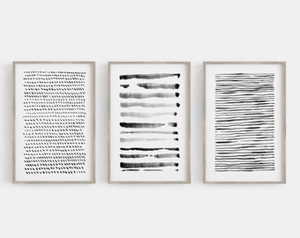 Minimalist Abstract Large Wall Art Gicleé Print Grey Black and White