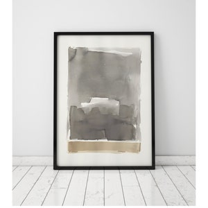 Original Watercolor Painting, Abstract Painting, Fine Art, Kunst, Pintura, Minimalist, Geometric Art, Stripes, Beige, Gray, White, Abstract image 1