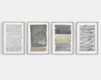 Large Abstract Art Minimalist Neutral Wall Art Print Gray Beige Earth Natural Tones Abstract Set of 4 Extra Living Room Office