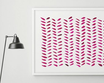 Large Abstract Art, Large Painting, Large Wall Art, Abstract Art, Horizontal Wall Art, Abstract  Painting, Chevron Art, Red Magenta Wall Art