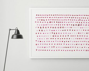 Minimalist Large Wall Art, Heart Art, Heart Print, Minimalist Print, Magenta Red Print, Childrens Wall Art, Nursery Print, Heart Poster