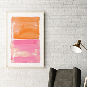 Arte de pared abstracto, arte naranja, pintura abstracta, impresiones de bellas artes, impresión abstracta, arte pastel, arte abstracto grande, impresión grande, bellas artes modernas