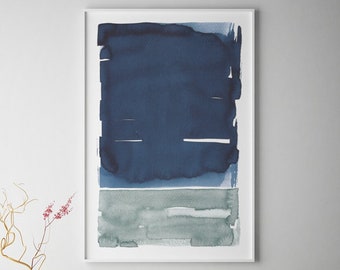 Navy Blue Wall Art, Indigo Wall Art, Large Abstract Art Print, Navy Blue Abstract Painting, Abstract Art, Abstract Watercolor Landscape