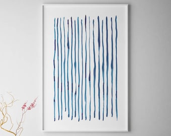 Abstract Large Wall Art, Minimalist Print, Indigo Art, Navy Blue Painting, Abstract Art, Abstract Watercolor, Navy Wall Art, Abstract Blue