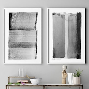Abstract Art, Large Wall Art, Contemporary Art, Abstract Wall Art, Set of 2, Painting, Black And White Wall Art, Gray Abstract Painting