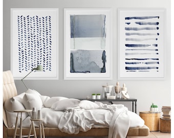 large wall art navy blue gray abstract art set of 3 paintings large abstract painting minimalist print navy blue art print indigo art - Large Wall Hangings large wall art navy blue gray abstract art set of 3 paintings large abstract painting minimalist print navy blue art print indigo art - Large Wall Hangings