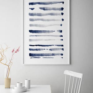 Large Wall Art, Navy Blue Gray Abstract Art, Set of 3 Paintings, Large Abstract Painting, Minimalist Print, Navy Blue Art Print, Indigo Art image 9