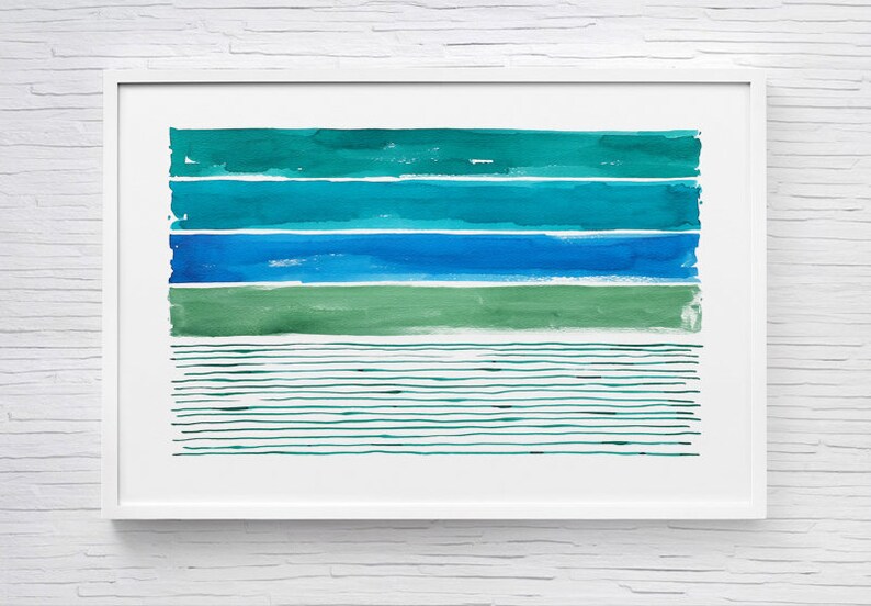 Blue Green Wall Art Green Teal Turquoise Blue Abstract Etsy