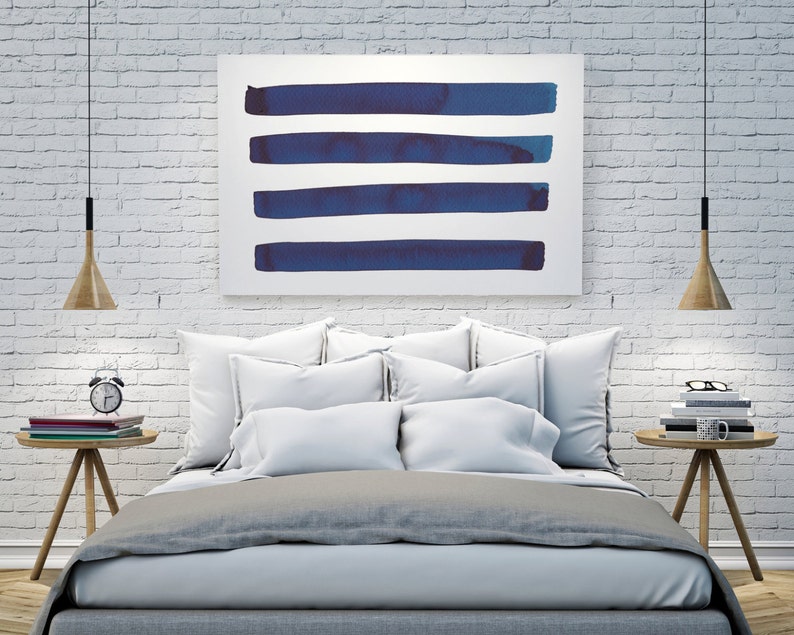 Large Abstract Art Print, Navy Blue Painting, Abstract Art, Abstract Watercolor, Horizontal Wall Art, Abstract Blue Painting, Large Print image 3