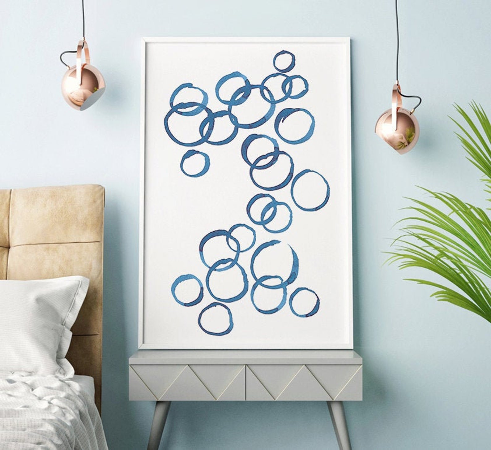 Abstract Art Blue Wall Art Large Abstract Art Geometric Etsy