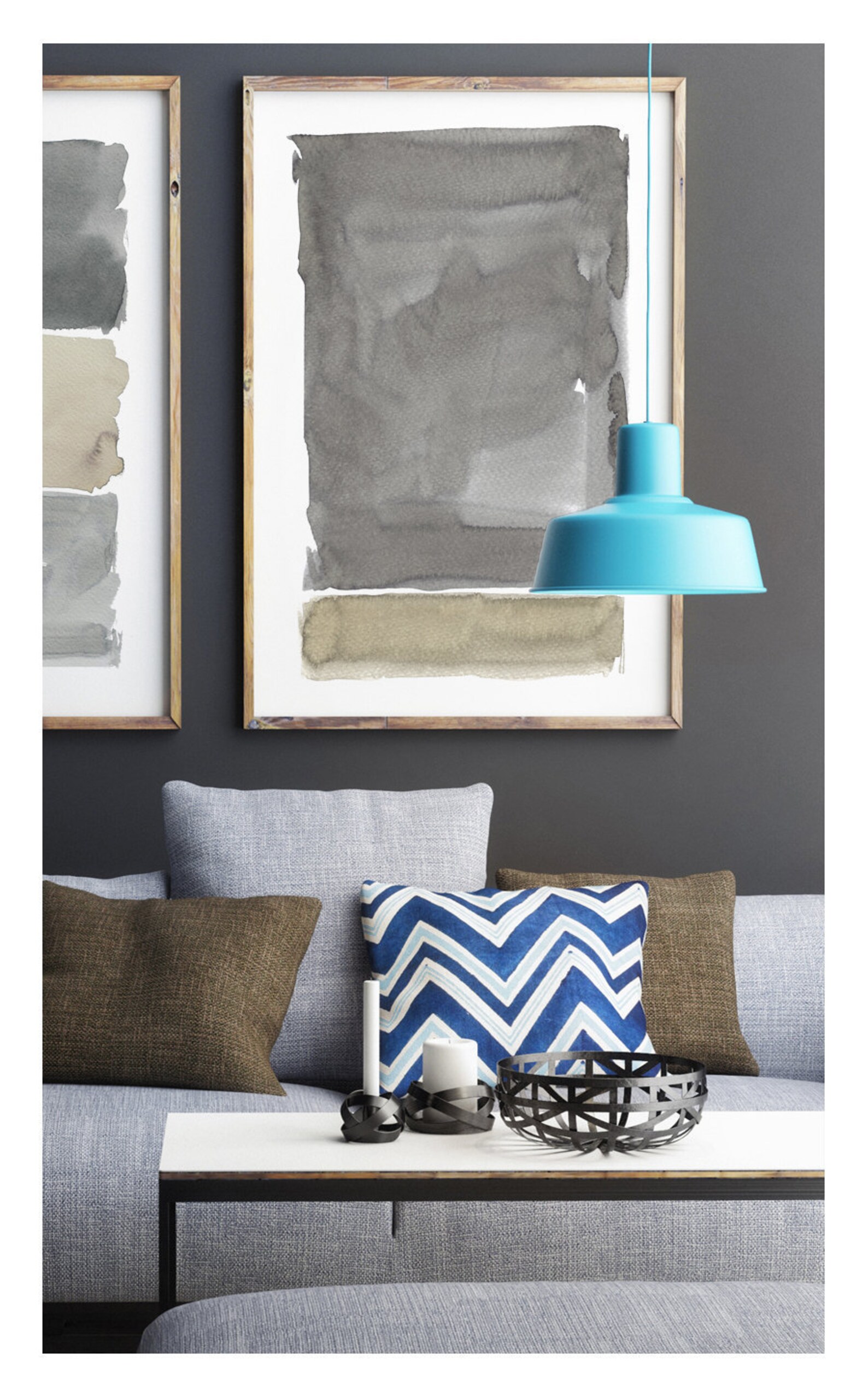 Grey Abstract Art Set Set of 2 Abstract Art Abstract Etsy