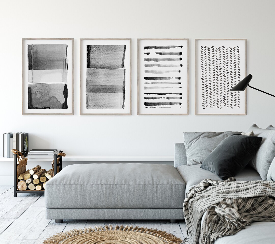 Gallery Wall Abstract Art Prints, Large Minimalist Art, Contemporary Abstract Black and White