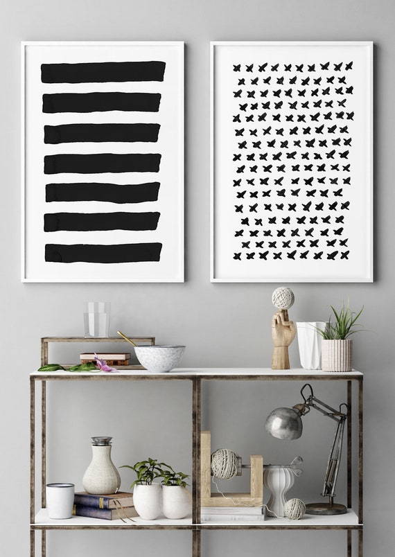 Abstract Art, Minimalist Wall Art, Abstract Painting, Large Abstract Art, Large Wall Art, Set Of 2 Prints, Abstract Black White Wall Art
