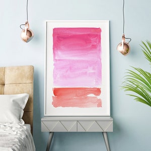 Impresión giclée de acuarela abstracta rosa grande, 24 x 36