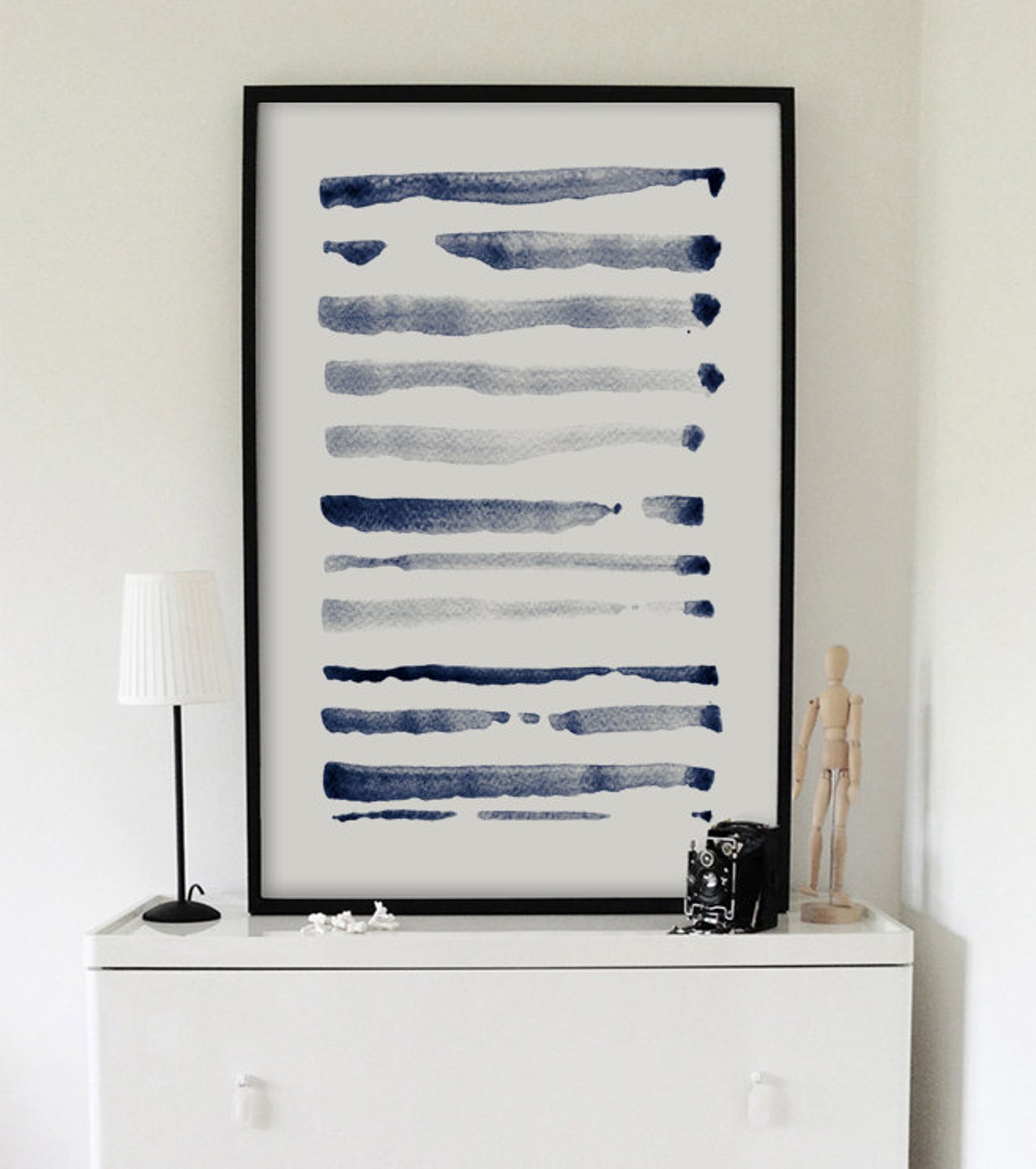 Navy Blue Gray Wall Art Prints Abstract Art Set of 2 Large Etsy